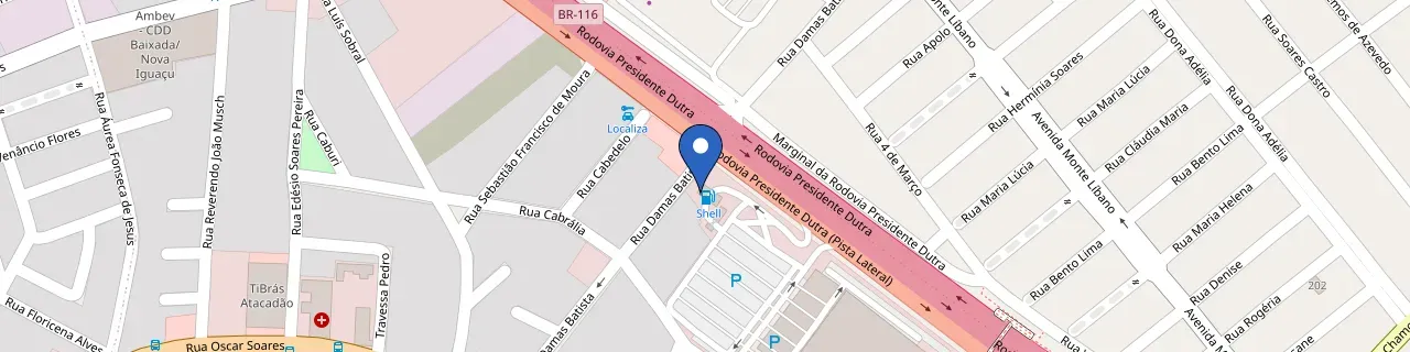 Mapa da estação Posto Atacadão Nova Iguaçu