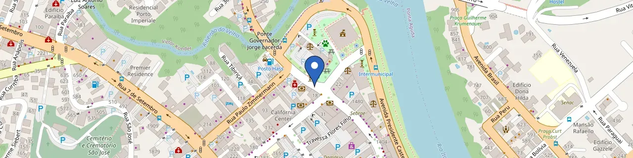 Mapa da estação Unifique Prefeitura Blumenau