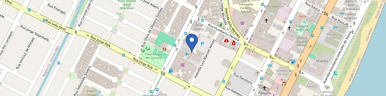 Mapa da estação EcoDot. Extrabom - Gaivotas